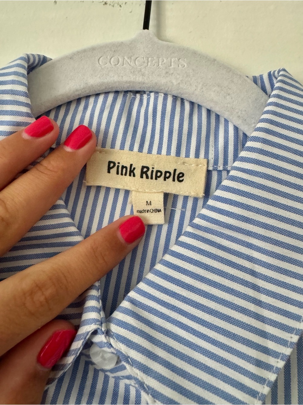 Button-Front Blue Stripe Mini Dress - Picture 4 of 5